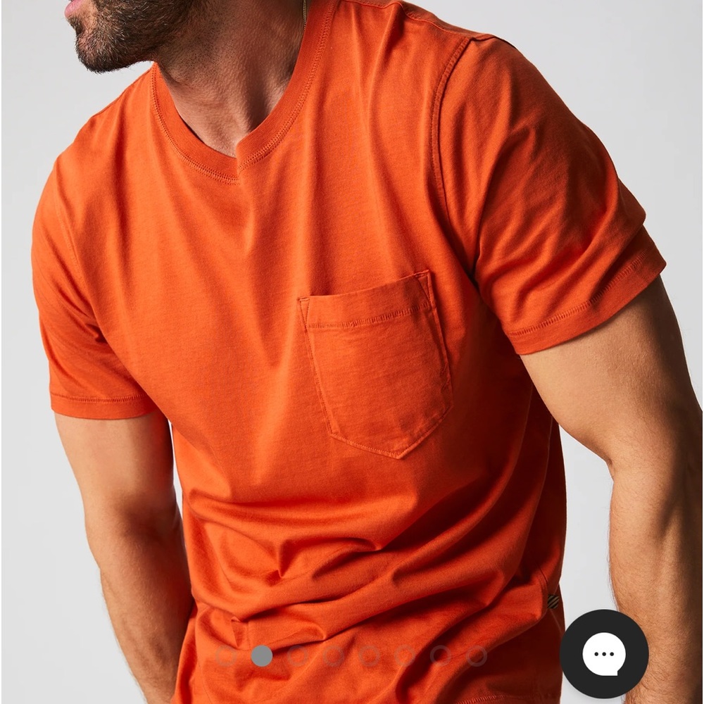 Billy Reid garment dyed burnt orange Pima cotton pocket washed tee shirt XS